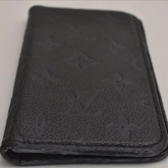 Auth Louis Vuitton Monogram Empreinte Folio iPhone X XS Case M63586 Black 4280H - Picture 6 of 14